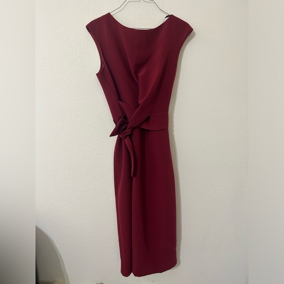 NWT TAHARI Cap Sleeve Crepe Sheath Dress Bordeaux Red Size 8 Lined Business New - Picture 9 of 12